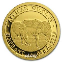 0.5 Gram 999.9 Fine Gold Bullion 24K AFRICAN WILDLIFE ELEPHANT Coin 2020