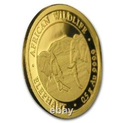 0.5 Gram 999.9 Fine Gold Bullion 24K AFRICAN WILDLIFE ELEPHANT Coin 2020