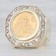 0.70ctw Diamond Halo American Gold Eagle Coin Ring 10k 22k Fine Gold Size 11.5