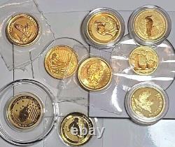 (1)-1/10 oz Gold Coin Random Mint. 9999 Fine Gold BU