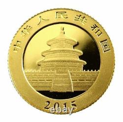 1 1/20 oz China 999 Fine Gold Panda 2015 Sealed in Mint Plastic GEM BU Coin