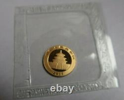 1 1/20 oz China 999 Fine Gold Panda 2015 Sealed in Mint Plastic GEM BU Coin