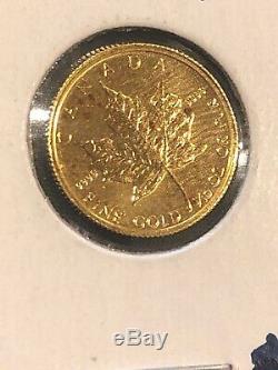 1/10 OZ Gold Canadian Maple Leaf. 999 Fine Gold. Red Dots On Coin