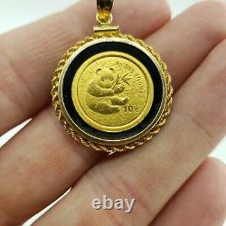 1/10 Ounce 999 Gold Bullion Coin Pendant China Panda Pure Fine 24K 10 Yuan 14k