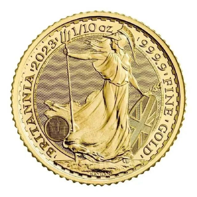 1/10 Oz 999.9 Fine Gold Royal Mint Britannia 2023 Bullion Investment Coin 14k Fn