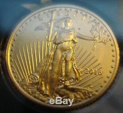 1/10 Oz Fine Gold 2016 Liberty American Eagle Coin $5 Brilliant Uncirculated