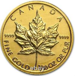 1/10 oz Canadian Gold Maple Leaf $5 Coin. 9999 Fine BU (Sealed) random year