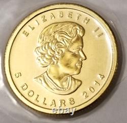 1/10 oz Canadian Gold Maple Leaf $5 Coin. 9999 Fine BU (Sealed) random year