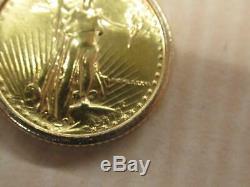 1/10 oz Fine Gold Eagle Mini Coin US Uncirculated on 14k Pendant