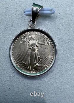 1/10 oz Fine Gold Standing Liberty 5 Dollar Coin 14k Yellow Bezel Pendant 1988