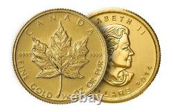 1/10 oz Gold Maple Leaf Coin. 9999 Fine Random Year Sealed & Uncirculated 1/10 oz Gold Maple Leaf Coin. 9999 Fine Random Year Sealed & Uncirculated