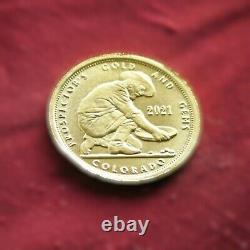 1/10 oz Pure Gold Coin in Capsule 24KT. 999+ Fine Gold Prospector