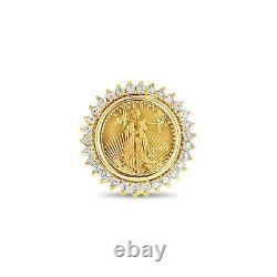 1/10OZ Fine Gold Lady Liberty Coin Ring with Diamond Halo