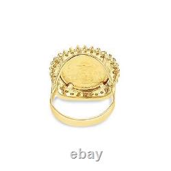 1/10OZ Fine Gold Lady Liberty Coin Ring with Diamond Halo