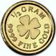 1/2 Gram. 9999 Fine Gold Round-lucky 4 Leaf Clover-in Capsule X3