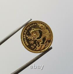 1/20 Troy Ounce 999 Fine Gold Coin Panda China Pure Bullion 1991 5 Yuan Chinese