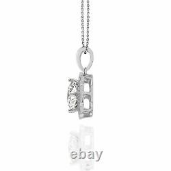 1.25 Ct Round Cut Simulated Diamond Engagement Halo Pendant 14K White Gold Over