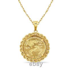 1/2OZ Fine Gold Lady Liberty Necklace with Rope Bezel 14k Yellow Gold gift for