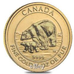 1/4 oz $10 Canadian Gold Polar Bear and Cub. 9999 Fine BU (Random Year, Sealed)