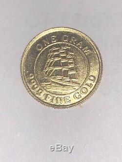 1 Gram. 9999 Fine Gold Round Monarch