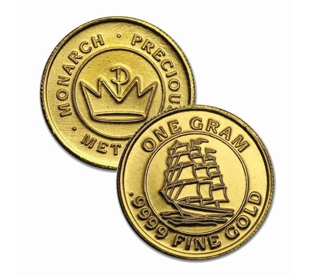 1 Gram. 9999 Fine Gold Round Tall Ship (sealed In Capsule) Pure Gold Coin