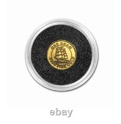 1 Gram. 9999 Fine Gold Round Tall Ship (Sealed in Capsule) Pure Gold Coin