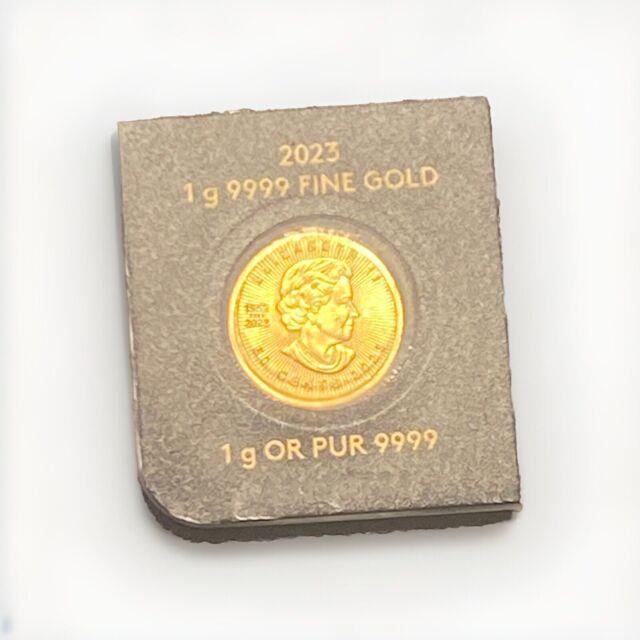 1 Gram Gold Maple Leaf Coin 2023 (in Assay). 9999 Fine Bullion Gold Coin