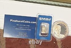 1 Gram Sunshine Mint. 9999 Fine Gold Bar In Assay Mint Mark SI With Trump Coin