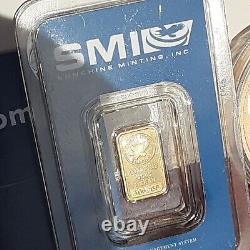 1 Gram Sunshine Mint. 9999 Fine Gold Bar In Assay Mint Mark SI With Trump Coin