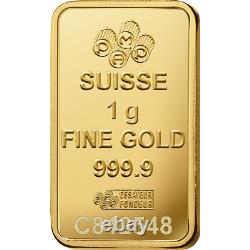 1 gram Fine Gold Bar 999.9 PAMP Suisse Lady Fortuna Veriscan Pure Gold
