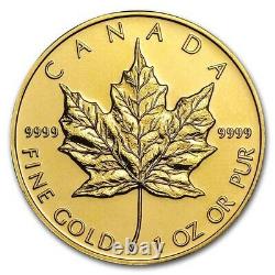 1 oz Canadian Gold Maple Leaf Random Date $50 Gold Coin. 999 Fine BU Lot of 5