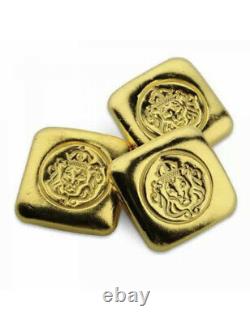 1 oz Scottsdale Mint Lion Cast Gold Bar. 9999 Fine Gold