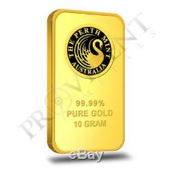 10 Gram Perth Mint. 9999 Fine Gold Bar Sealed in Assay Card