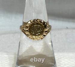 10K Yellow Gold Ring 2.15g Fine Jewelry Size 6 Band Chinese Gold Coin Replica