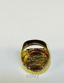 14 KT Solid Yellow Gold Mens Ring 25MM for 1/4oz US LIBERTY COIN-mounting only