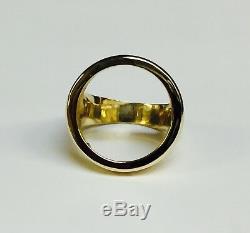 14 KT Solid Yellow Gold Mens Ring 25MM for 1/4oz US LIBERTY COIN-mounting only