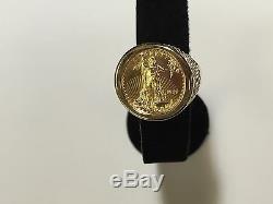 14 KT Solid Yellow Gold Mens Ring 25MM for 1/4oz US LIBERTY COIN-mounting only