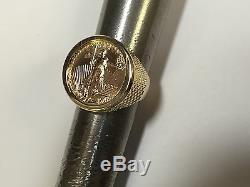 14 KT Solid Yellow Gold Mens Ring 25MM for 1/4oz US LIBERTY COIN-mounting only