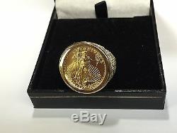 14 KT Solid Yellow Gold Mens Ring 25MM for 1/4oz US LIBERTY COIN-mounting only