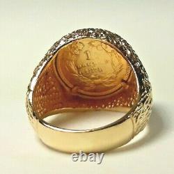 14 Karat Yellow Gold Mens Coin Ring Vintage Us Coin 1874 Size 8 11.1 Gr