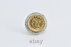 14K 1850-O $2.50 Liberty Head Coin Diamond Ring Yellow Gold 06