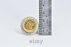 14K 1850-O $2.50 Liberty Head Coin Diamond Ring Yellow Gold 06