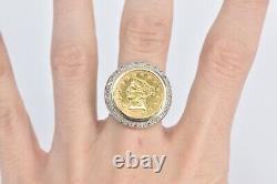 14K 1850-O $2.50 Liberty Head Coin Diamond Ring Yellow Gold 06