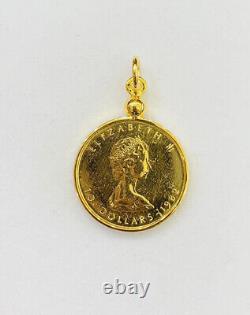 14K Case 24k Solid Yellow Gold Coin 10 Dollar1982/Canada Fine Gold 1/4OZ Pendant