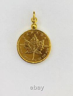 14K Case 24k Solid Yellow Gold Coin 10 Dollar1982/Canada Fine Gold 1/4OZ Pendant