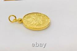 14K Case 24k Solid Yellow Gold Coin 10 Dollar1982/Canada Fine Gold 1/4OZ Pendant