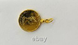 14K Case 24k Solid Yellow Gold Coin 10 Dollar1982/Canada Fine Gold 1/4OZ Pendant