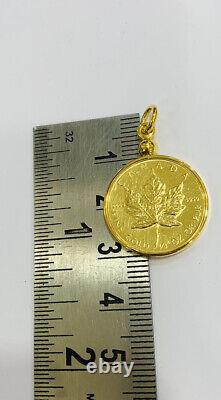 14K Case 24k Solid Yellow Gold Coin 10 Dollar1982/Canada Fine Gold 1/4OZ Pendant
