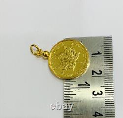 14K Case 24k Solid Yellow Gold Coin 10 Dollar1982/Canada Fine Gold 1/4OZ Pendant