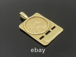 14K GOLD Vintage Israel Menorah Coin Square Pendant GP320